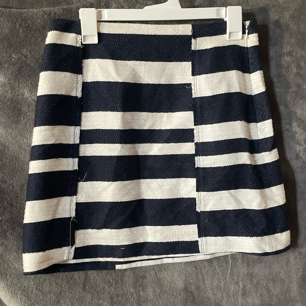 LOFT Blue and White Mini Pencil Skirt Casual